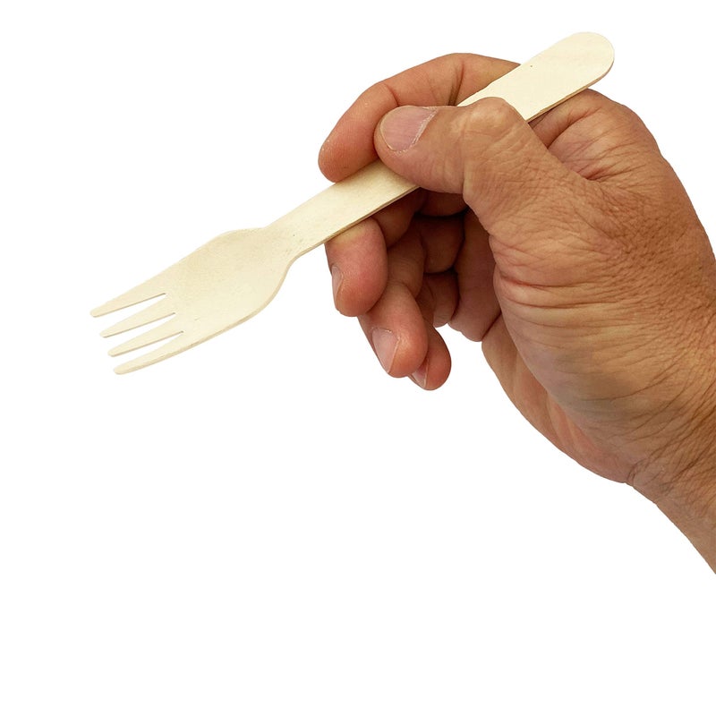 KingSeal 100 Count | KingSeal Disposable Birch Wood Cutlery Forks, Biodegradable and Earth Friendly, FSC Certified, 6 Inch Length - 1 Pack of 100 Forks - Image 2